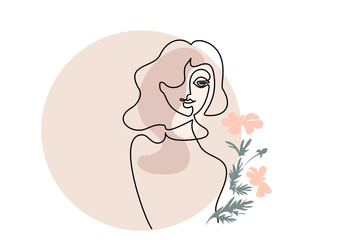 Happy Womens day card. Abstract portrait of a woman