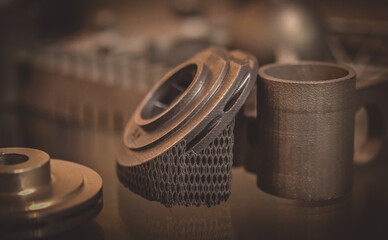 A model created in a laser sintering machine close-up.