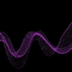 Vector purple glitter Magical light with a wave on a Dark background. eps 10