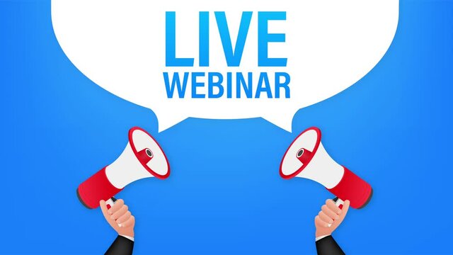 Live webinar, megaphone no laptop screen. Can be used for business concept. stock illustration.