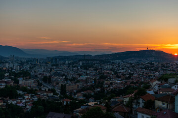 sunset over the city