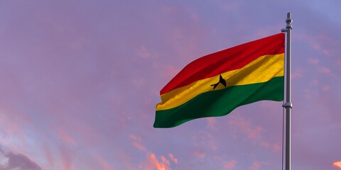 3d rendering of the national flag of the Ghana
