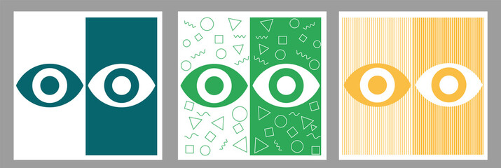 Abstract geometric shapes in the form of eyes in the shape of an ellipse. On a minimalist background.
