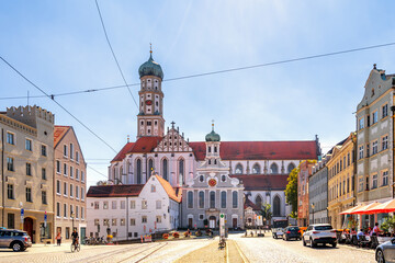 Basilika Sankt Ulrich und Afra, Augsburg, Bayern, Deutschland  - obrazy, fototapety, plakaty