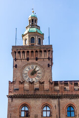 Palazzo d'Accursio palace tower in Bologna, Italy
