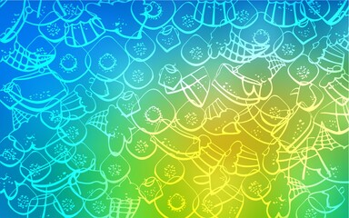 Light Blue, Green vector template with sweet snacks.