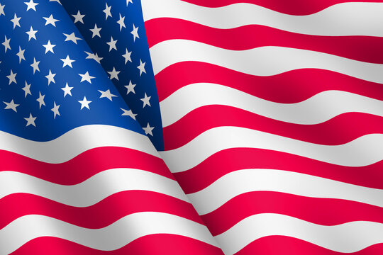 United States of America waving flag 3d illustration wind ripple stars and stripes old glory