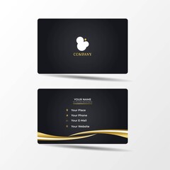elegant business card template with gold concept modern geometric card black