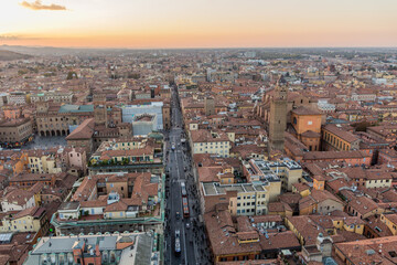 Obraz premium Sunset aerial view of Bologna, Italy