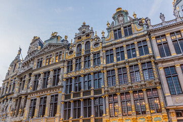 Fototapeta na wymiar Old houses at the Grand Place (Grote Markt) in Brussels, capital of Belgium