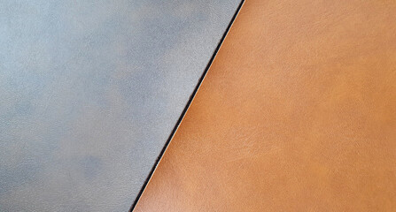 grey and brown leather background for loft interior style. half-half contrast of leather color and...