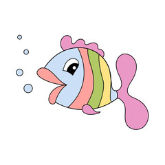 Cute funny cartoon fish. Vector illustration for design