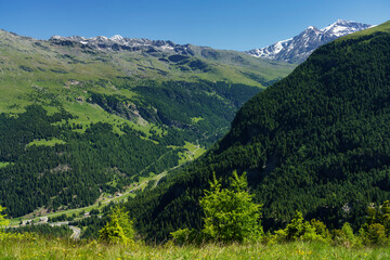 Fototapeta na wymiar Passo Gavia, mountain pass in Lombardy, Italy, at summer