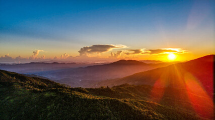sunrise in the mountains in Dominican republic, San jose de ocoa