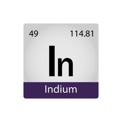 49 chemistry element. Indium element periodic table. Cadmium concept. Vector illustration perfect for cards, posters, stickers.