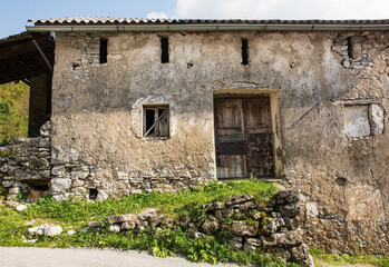 Old abandoned farm building in Zadlaz-Cadrg near Zatolmin in the Tolmin district of the Slovenian...