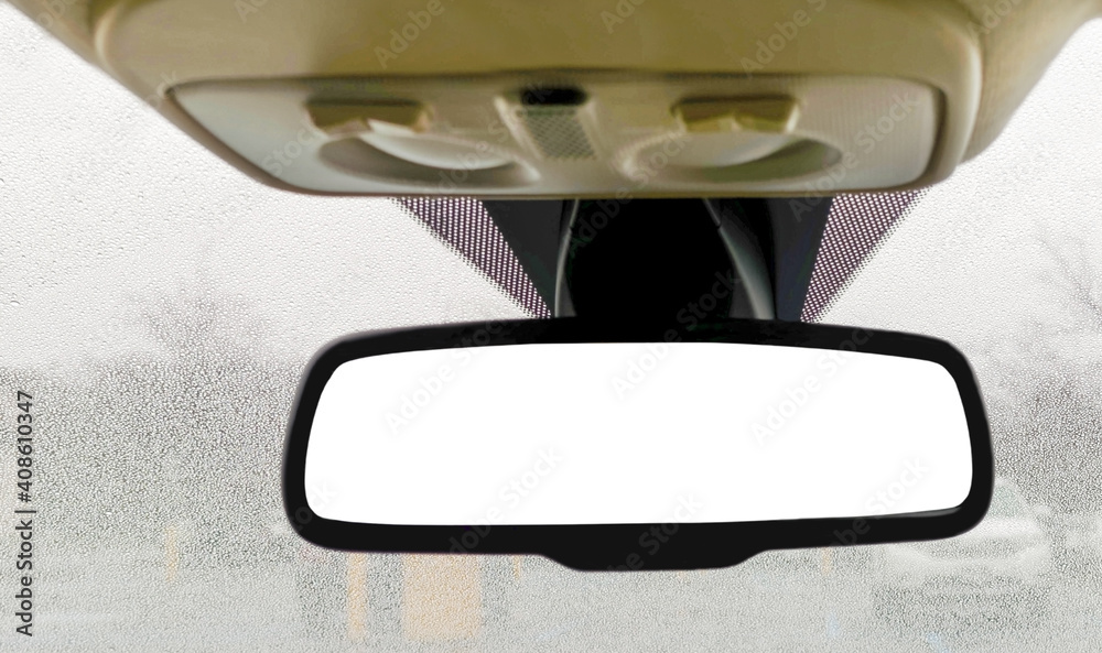 Wall mural empty automobile rear view mirror with copy space.