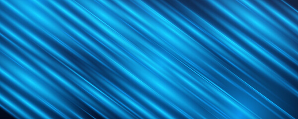 Vector Abstract, science, futuristic, energy technology concept. Digital image of light rays, stripes lines with blue light, speed and motion blur over dark blue background