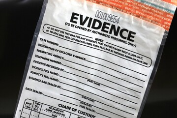 Evidence bag for police crime scene investigation