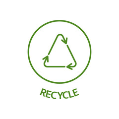 Recycle line art icon. Rotation arrow symbol. Eco system badge on white background. Bio, organic product and cosmetic. Healthy food. Vector illustration