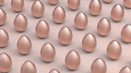 4k elegant rose gold easter eggs with pink background