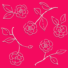 Retro floral seamless wallpaper with roses or peonies, romantic background. Vector illustration.