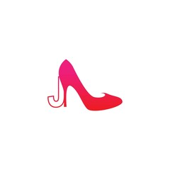 Letter J with Women shoe, high heel logo icon design vector
