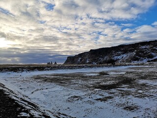 beach and rocks in Vik Iceland
