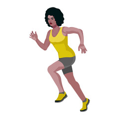 Fototapeta na wymiar Silhouette of a black woman jogging