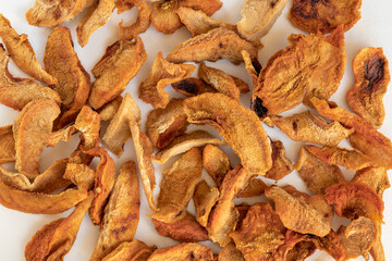 Dried sliced pears. Home harvesting dried fruits.