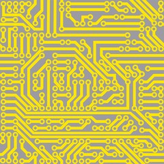 Vector circuit board background. Trending colors of 2021, ultimate gray, illuminating