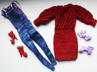 knitted scarf and gloves