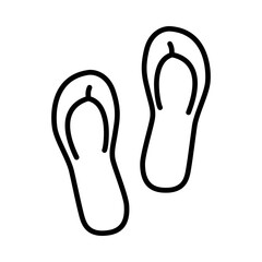 Flip flops line icon on white background, vector illustration