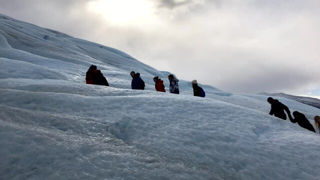 Patagonia. Trekking on the Perito Moreno Glacier in the Los Glaciares National Park in Argentina.