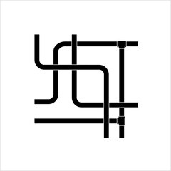 Pipe Icon, Plumbing Work, Gas,, Air, Water, Oil, Liquid Pipeline