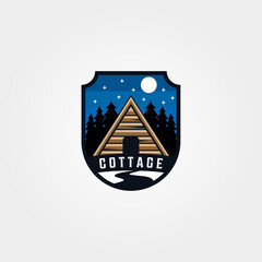 vintage cabin camp night logo vector symbol illustration design