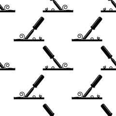 Chisel Icon Seamless Pattern, Hand Tool Icon, Sharp Blade For Carving, Cutting Of Wood, Metal, Stone