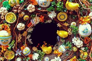 Czech decoration with flowers, bird and eggs in Prague