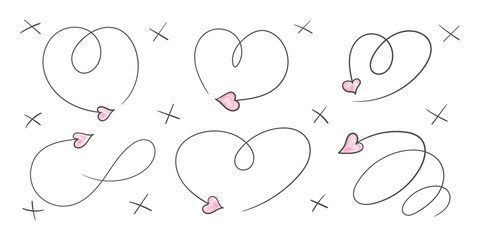 Arrows heart. Valentine's day arrows. Pattern hand drawn. Hearts and arrows. Vector illustration