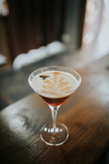 Coffee cocktail on a wooden table