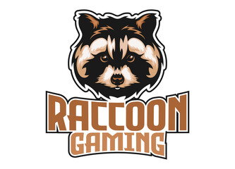 Giant raccoon head gaming logo vector
