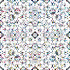 Geometric Circular kilim ikat pattern with grunge texture
