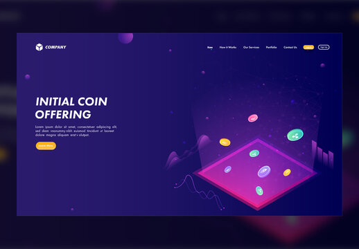 Initial Coin Offering Landing Page with Infographic Elements
