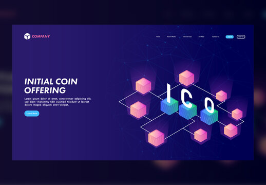 3D Virtual Currency Concept Landing Page