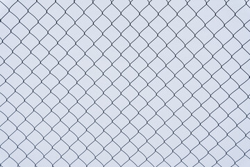 Fototapeta premium in the winter snow a black metal fence and some plants form an interesting pattern