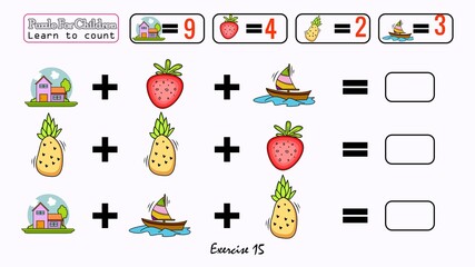 Puzzle to kids learn solve it children learning math Exercise 15