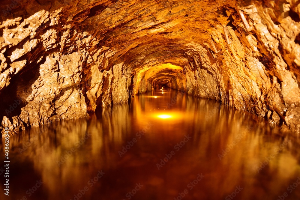 Wall mural gold mine in złoty stok in lower silesia, underground tunnel