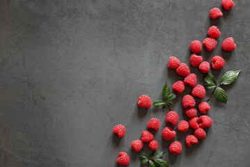Fresh raspberry. Flat layot, copy space