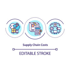 Supply chain costs concept icon. Money spent for paying for transportation your product. Logistic idea thin line illustration. Vector isolated outline RGB color drawing. Editable stroke