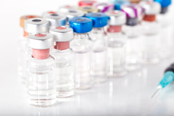 Medicine in vial , ready for vaccine injection.  healthcare and medical concept vaccination.